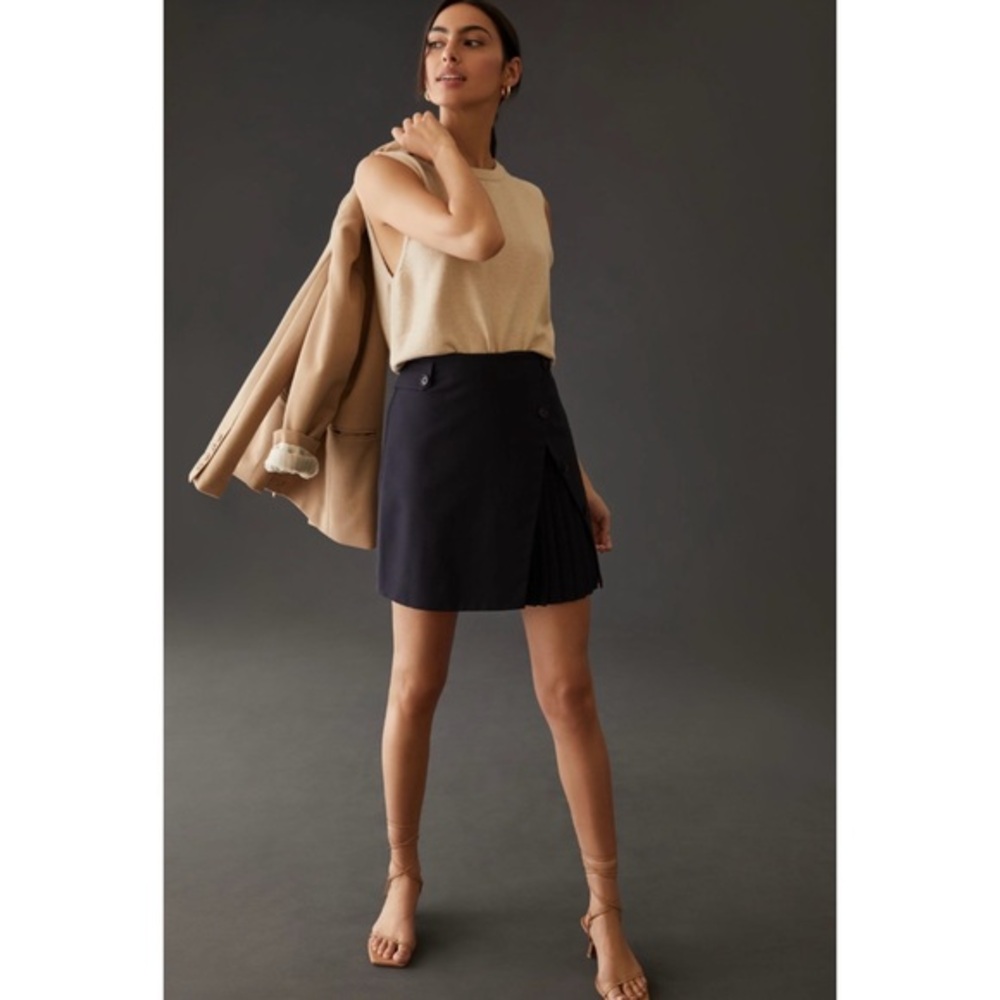 EVA FRANCO NAVY BLUE TAILORED MINI SKIRT SZ 10 NWT
